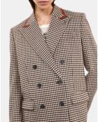 Veste tailleur en Laine mélangée à carreaux vichy écru noir