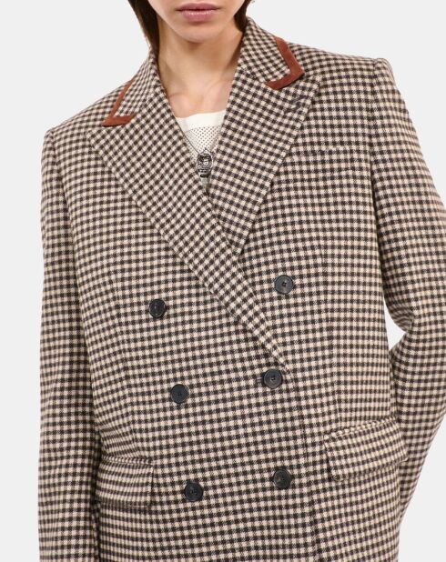 Veste tailleur en Laine mélangée à carreaux vichy écru noir