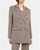 Veste tailleur en Laine mélangée à carreaux vichy écru noir