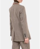 Veste tailleur en Laine mélangée à carreaux vichy écru noir