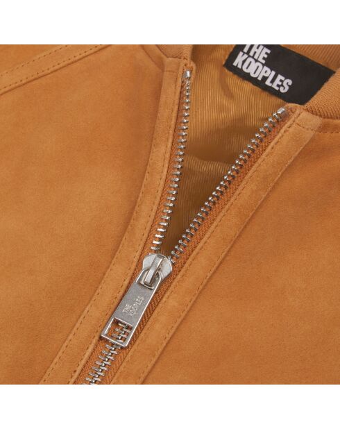 Blouson en cuir suède camel