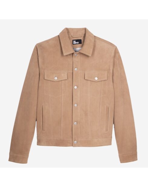 Blouson en cuir suède beige