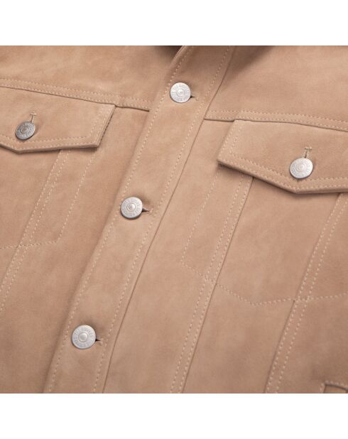 Blouson en cuir suède beige
