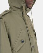 Parka longue à capuche kaki