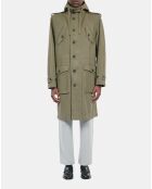 Parka longue à capuche kaki