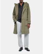 Parka longue à capuche kaki