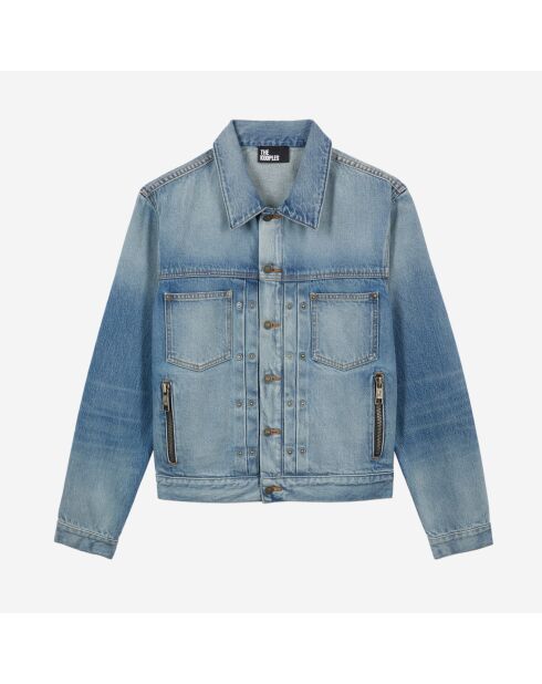 Blouson en denim délavé jean bleu