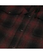 Blouson à capuche style surchemise à carreaux noir bordeaux