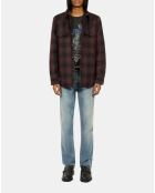 Blouson à capuche style surchemise à carreaux noir bordeaux