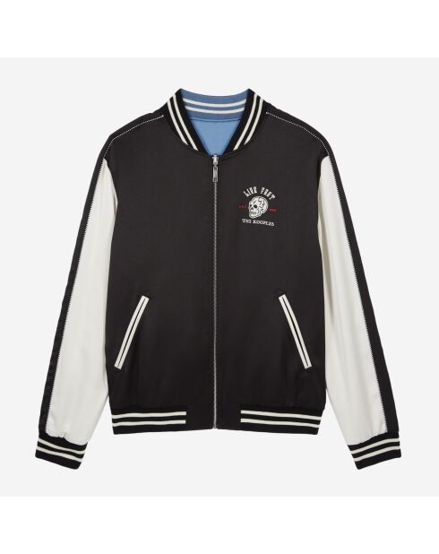 Blouson réversible satiné avec broderie noir