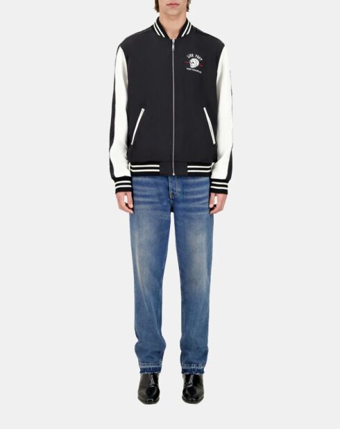 Blouson réversible satiné avec broderie noir