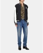 Blouson réversible satiné avec broderie noir