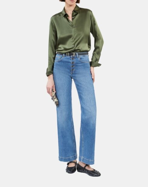 Chemise 100% soie kaki