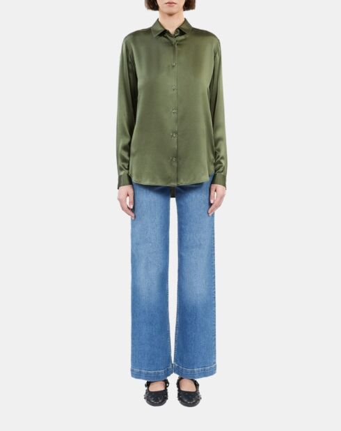 Chemise 100% soie kaki
