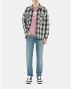 Blouson à capuche type surchemise à carreaux gris/noir