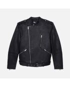 Blouson biker en cuir noir