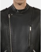 Blouson biker en cuir noir