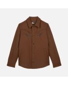 Blouson style surchemise en flanelle marron