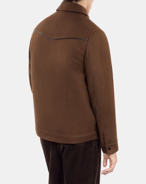 Blouson style surchemise en flanelle marron
