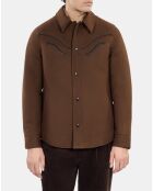 Blouson style surchemise en flanelle marron