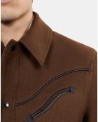 Blouson style surchemise en flanelle marron