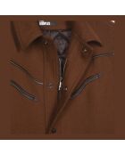 Blouson style surchemise en flanelle marron