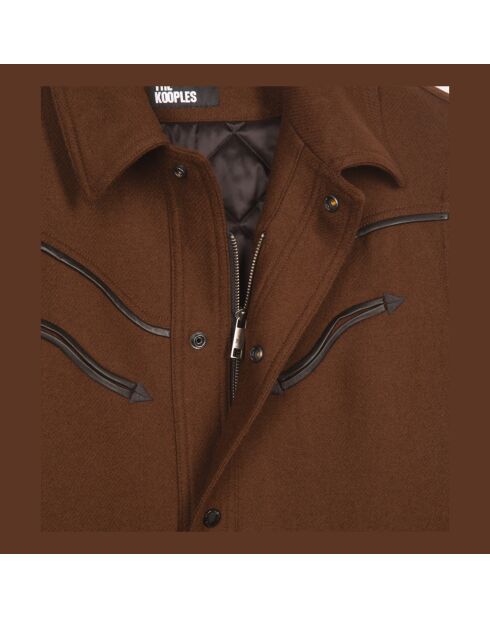 Blouson style surchemise en flanelle marron