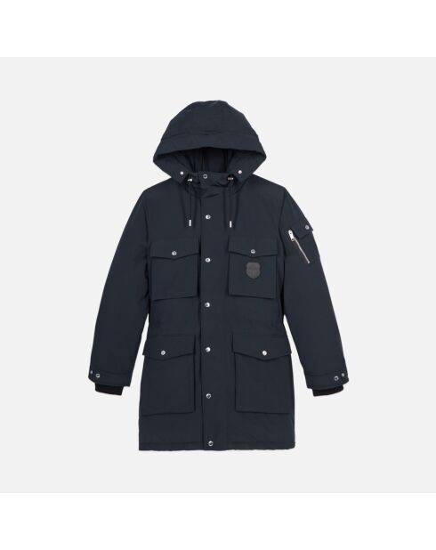Parka à capuche bleu marine