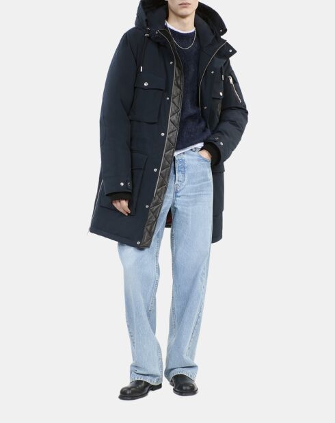 Parka à capuche bleu marine