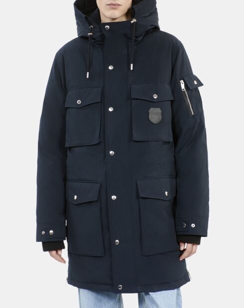 Parka à capuche bleu marine