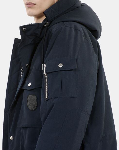 Parka à capuche bleu marine