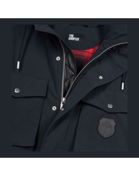 Parka à capuche bleu marine