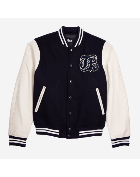 Blouson Teddy avec patch bleu marine