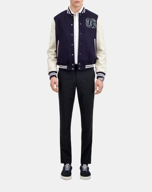 Blouson Teddy avec patch bleu marine