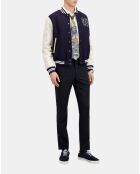 Blouson Teddy avec patch bleu marine