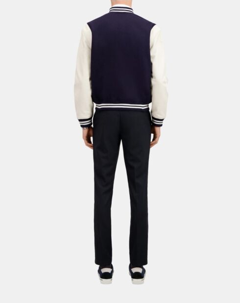 Blouson Teddy avec patch bleu marine