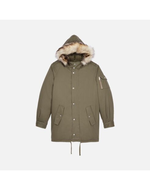 Parka à capuche kaki