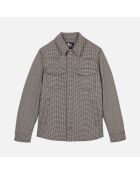 Blouson style surchemise pied de poule marron et écru