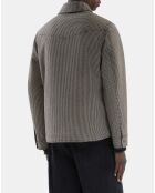 Blouson style surchemise pied de poule marron et écru