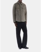 Blouson style surchemise pied de poule marron et écru