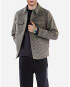 Blouson style surchemise pied de poule marron et écru