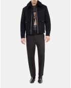 Blouson aviateur en laine mélangée noire