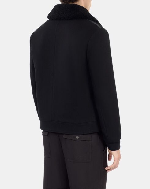 Blouson aviateur en laine mélangée noire