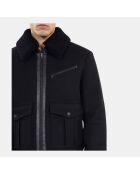 Blouson aviateur en laine mélangée noire