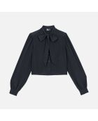 Chemise courte 100% soie noire