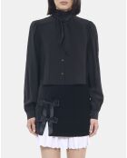 Chemise courte 100% soie noire