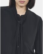 Chemise courte 100% soie noire