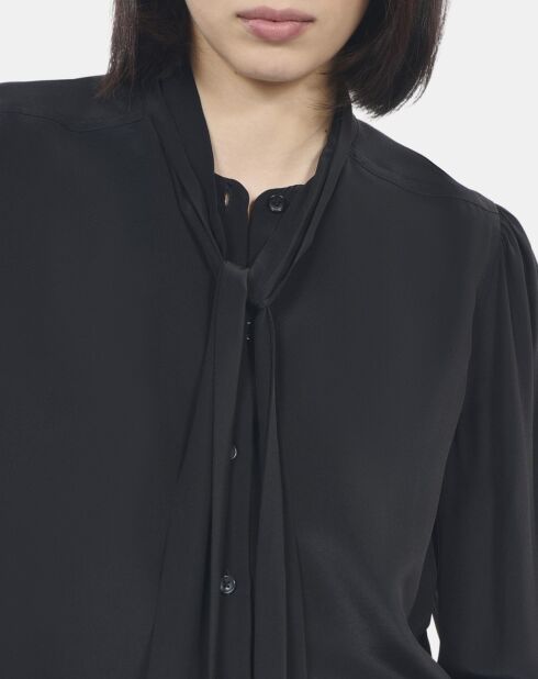 Chemise courte 100% soie noire