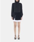 Chemise courte 100% soie noire