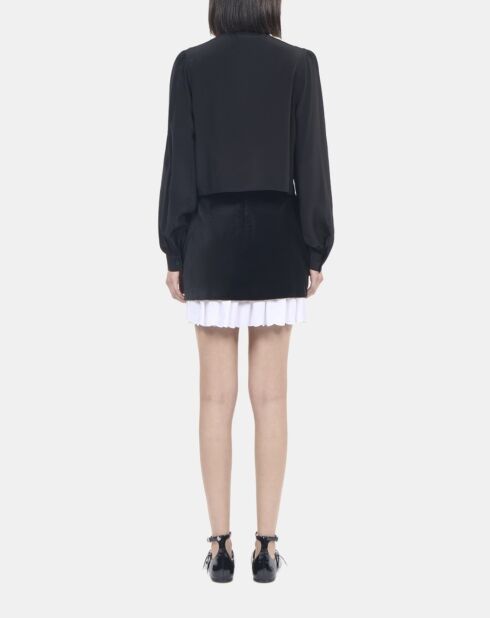 Chemise courte 100% soie noire